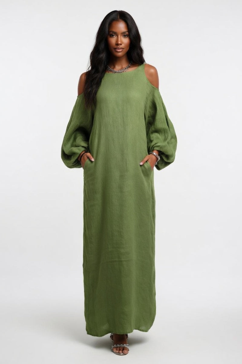 Off-Shoulder Long Sleeve Dress — front view