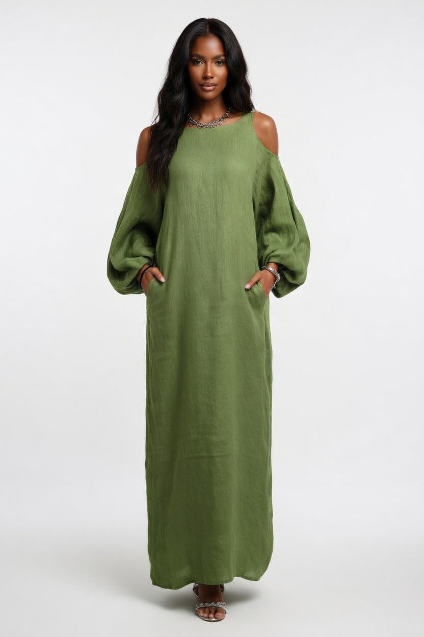 Off-Shoulder Long Sleeve Dress — front view