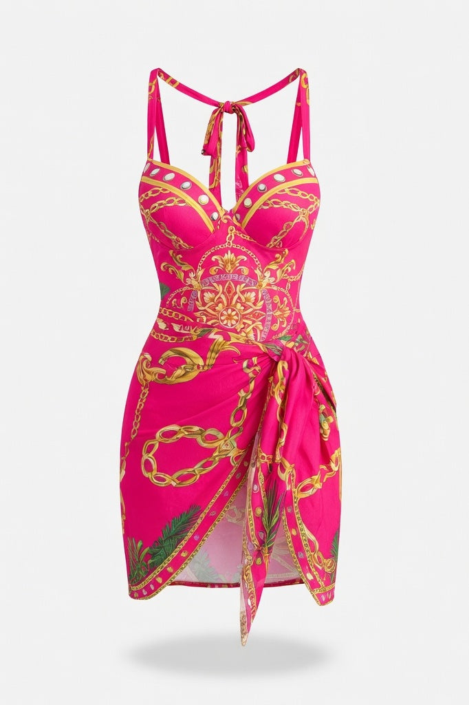 Printed Swimwear Set — Rose Red