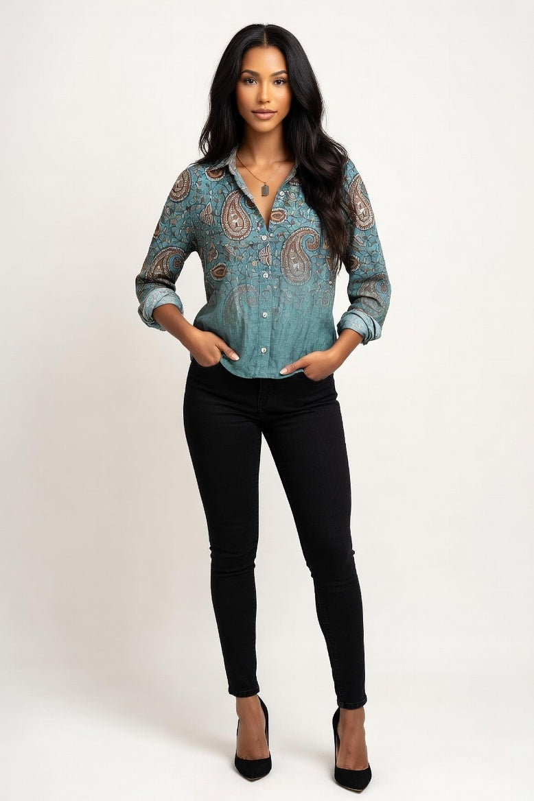 Printed Cotton-Blend Shirt — Vintage 9
