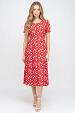 Printed Midi Dress with Petal Sleeves — front view