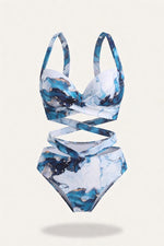 Printed High Waist Bikini Set — front view