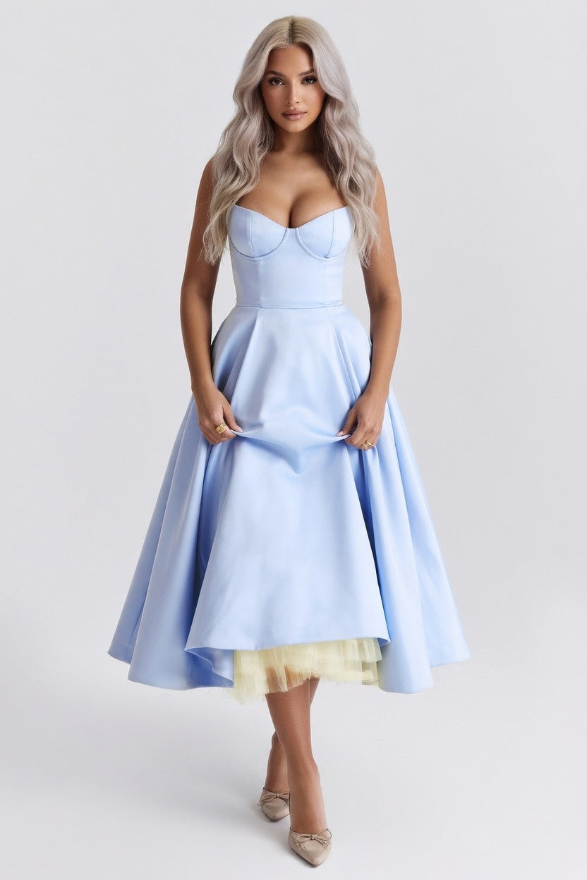 Double Layer Mesh Dress — Light Blue