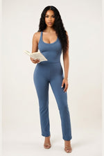 Halter Top Wide Leg Co-Ord Set — Blue