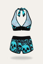Skull Print Boxer Swimsuit — back view