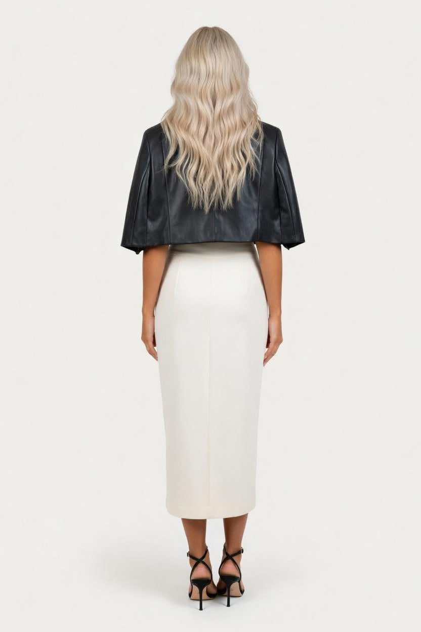 Structured White Suit Skirt — back view