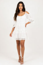 Off-Shoulder Lace Cami Dress — Ivory