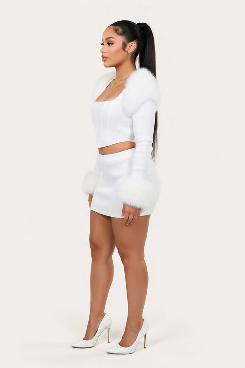 Fur Collar Co-Ord Set — side view