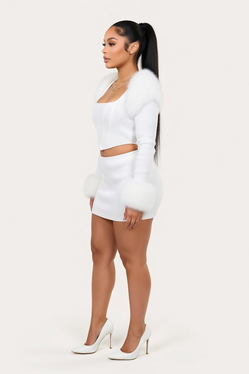 Fur Collar Co-Ord Set — side view