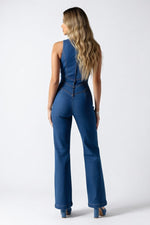 Denim Jumpsuit Sleeveless — back view