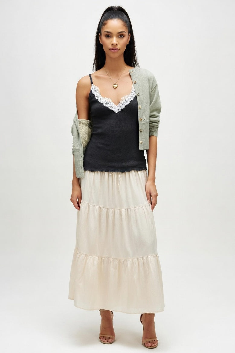 Lace Trim Camisole — Black