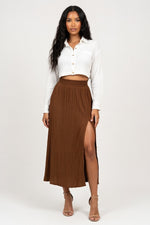High Waist Split Maxi Skirt — Coffee
