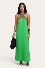 Cross Back Maxi Dress — Green
