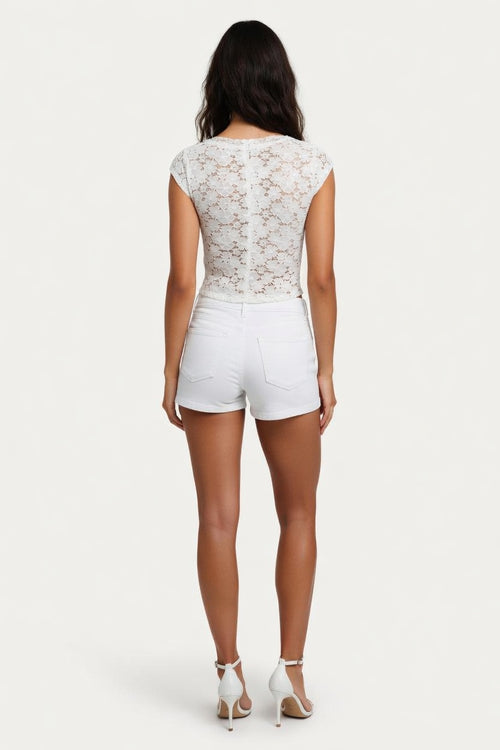 Lace Short Sleeve Top — back view