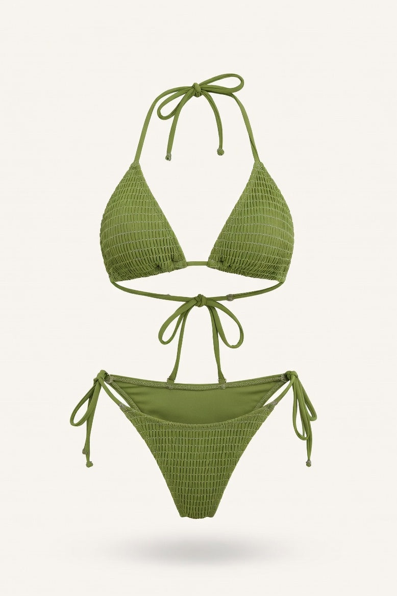 Cross-Front Bikini Set — Light Army Green