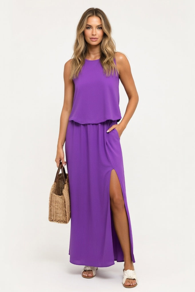 Modal Split Maxi Dress — Light Purple