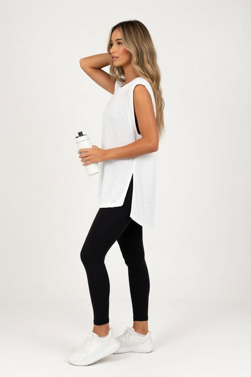 Ribbed Cotton Sleeveless Tank — side view
