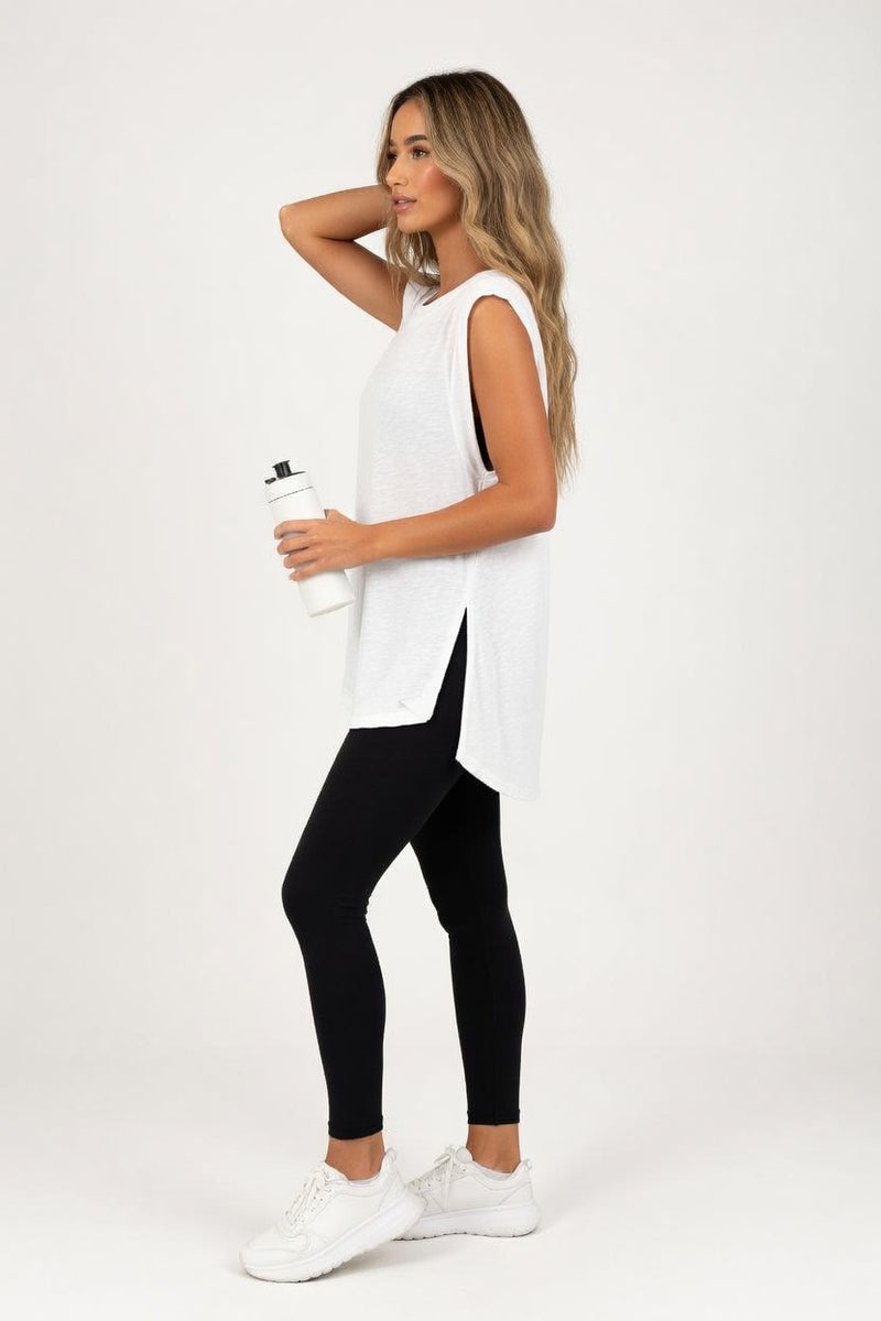 Ribbed Cotton Sleeveless Tank — side view