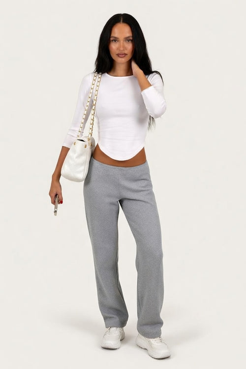 Fitted Cotton Three-Quarter Sleeve Top — front view