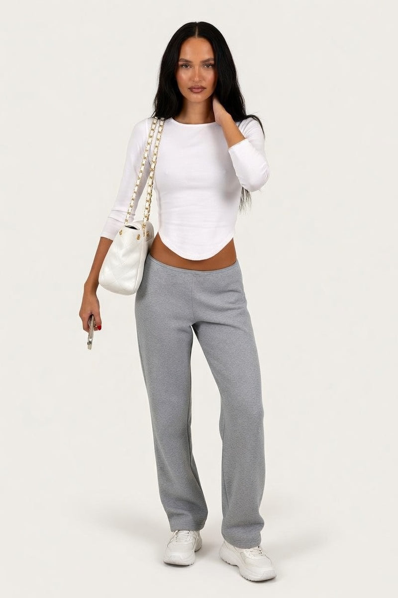 Fitted Cotton Three-Quarter Sleeve Top — front view