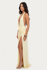 Deep V Halter Maxi Dress — side view