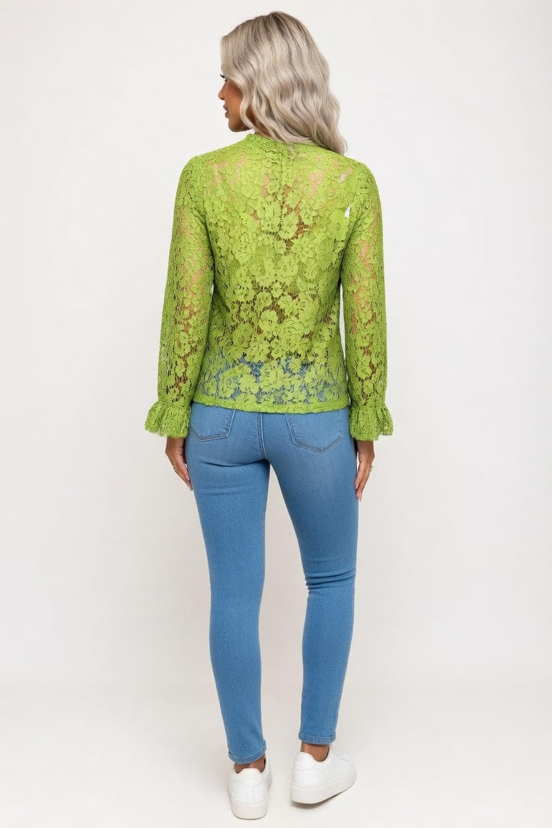 Lace Bell Sleeve Top — back view