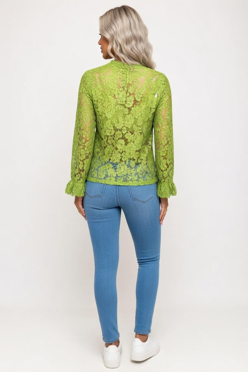 Lace Bell Sleeve Top — back view