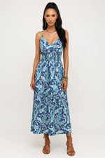 Leopard Print Halter Dress — Navy Blue