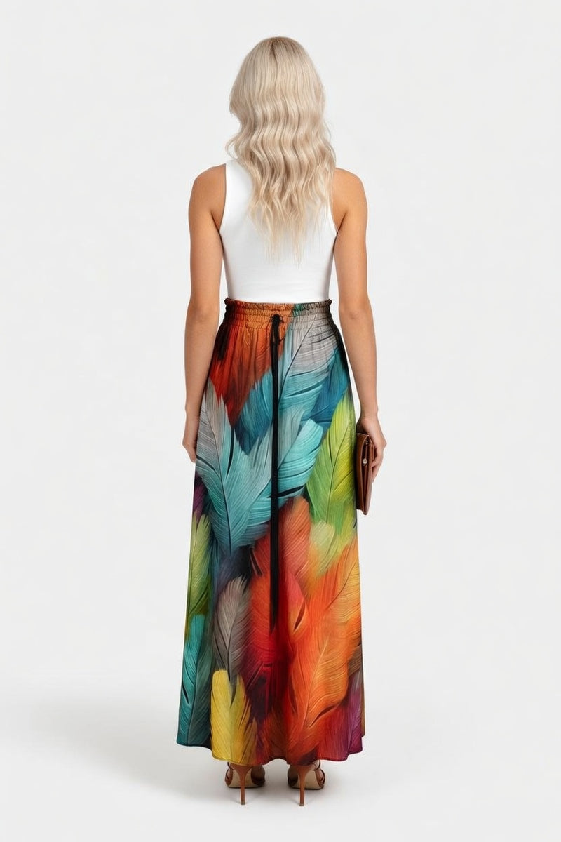 Gradient Print Wide Leg Trousers — back view