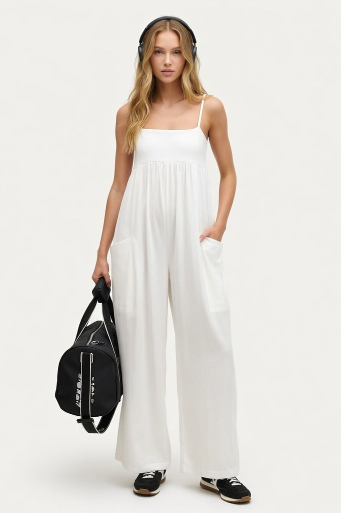 Off-Shoulder Column Maxi Dress — Beige