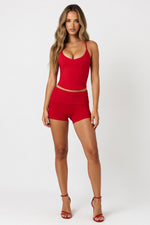 Slim Ribbed Vest Top — Red