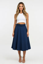 Denim A-Line Midi Skirt — Light Blue