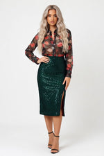 Sequin Mini Skirt — Green