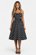 Polka Dot Halter Mini Dress — Black
