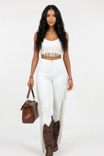 Tassel Flared Trousers — White