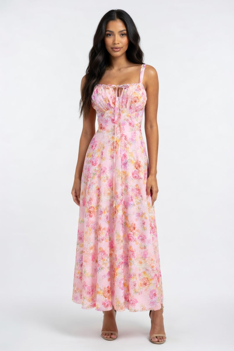 Cross-Back Print Maxi Dress — Blue Print