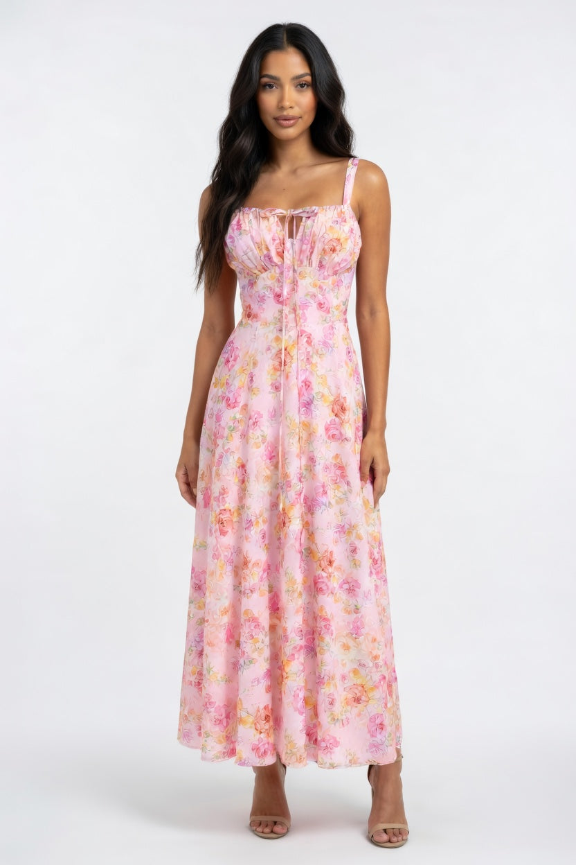 Cross-Back Print Maxi Dress — Blue Print