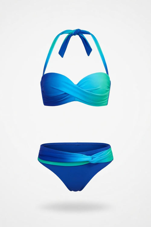 Gradient Twist Bandeau Bikini Set — front view