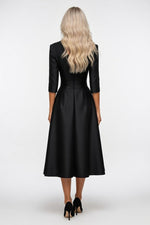 Satin Formal Dress Long Sleeve — back view