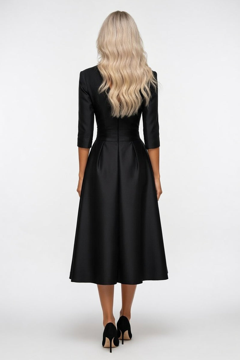 Satin Formal Dress Long Sleeve — back view