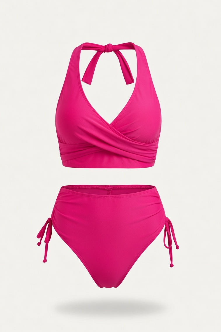 Multi-Color Twist Bikini Set — Rose Red