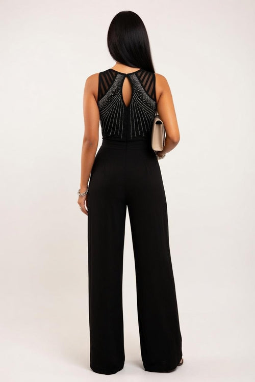 Embellished Wide-Leg Jumpsuit — back view