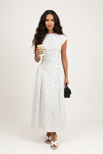 Polka Dot A-Line Midi Dress — White