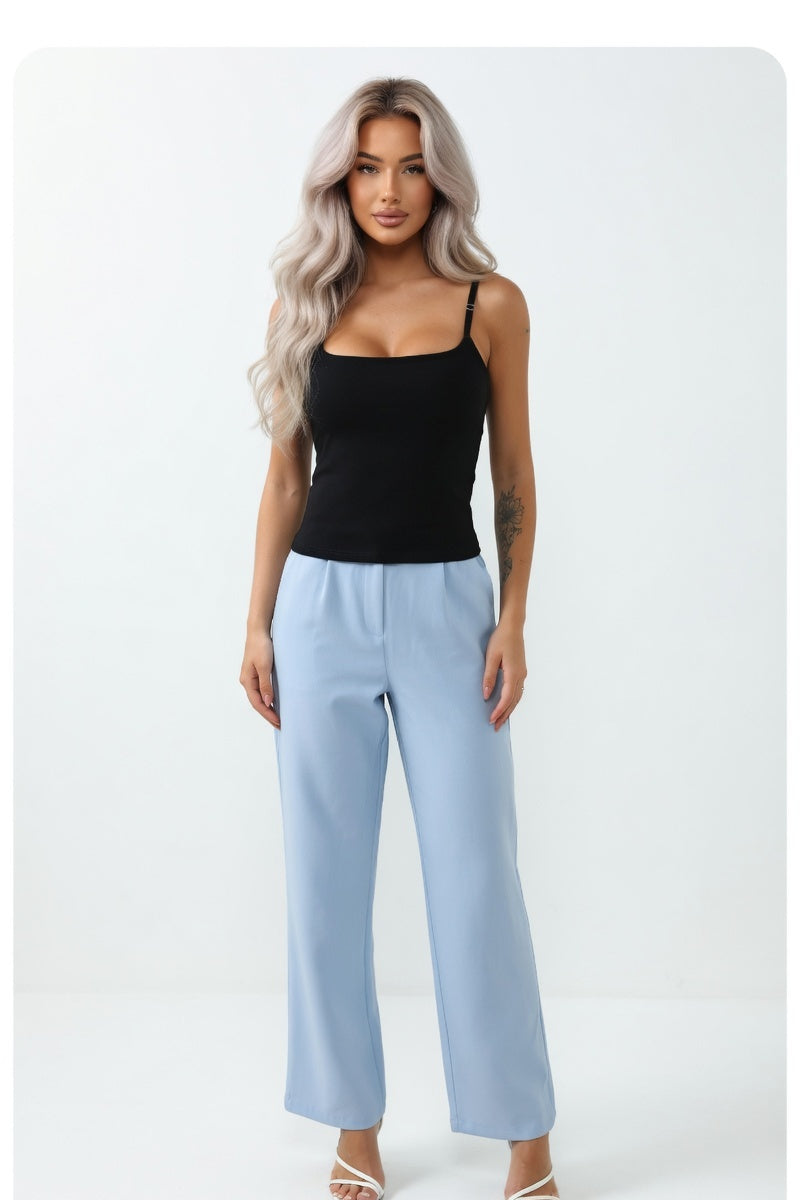 Ribbed Camisole with Built-in Bra — Black