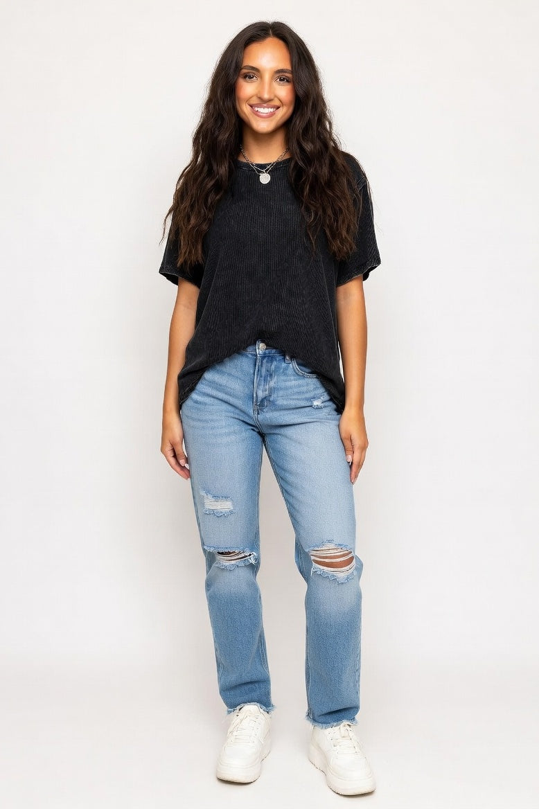 Viscose Short Sleeve Tee — Black