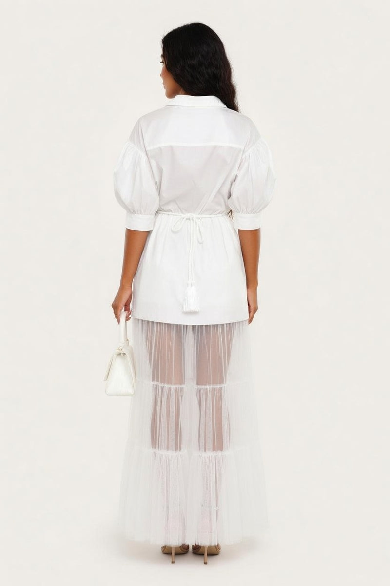 Cropped White Shirt — back view