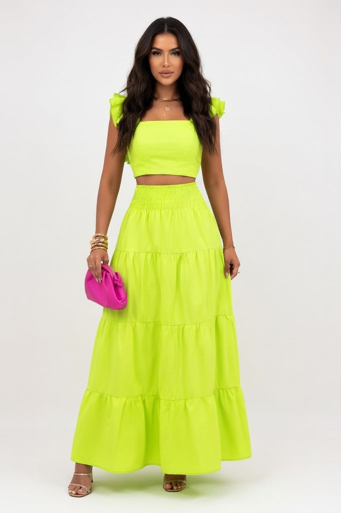 Camisole Top & Mini Skirt Co-ord Set — Green