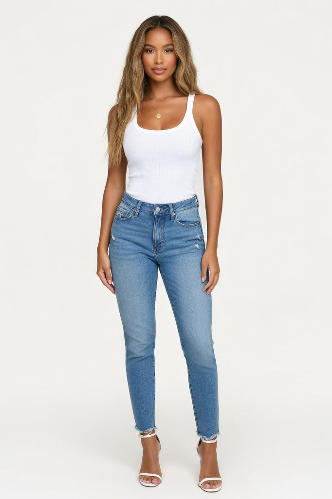 Cotton Blend Round Neck Vest — White