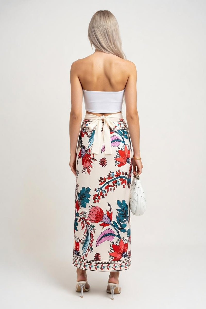High Waist Printed Skirt — back view