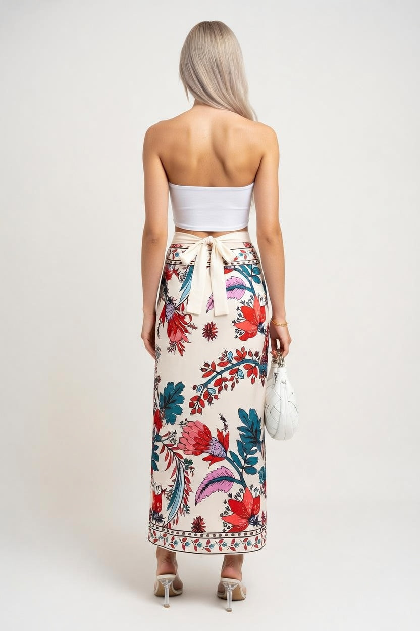 High Waist Printed Skirt — back view